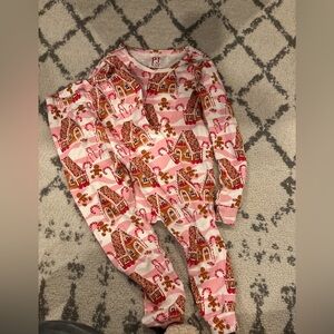 Children’s Place Pink Gingerbread & Candy Cane Pajama Top